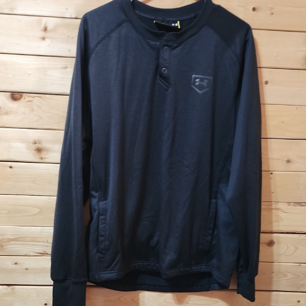 Under Armour Baseball Pullover Snap Closure Size Large Waffle Lined